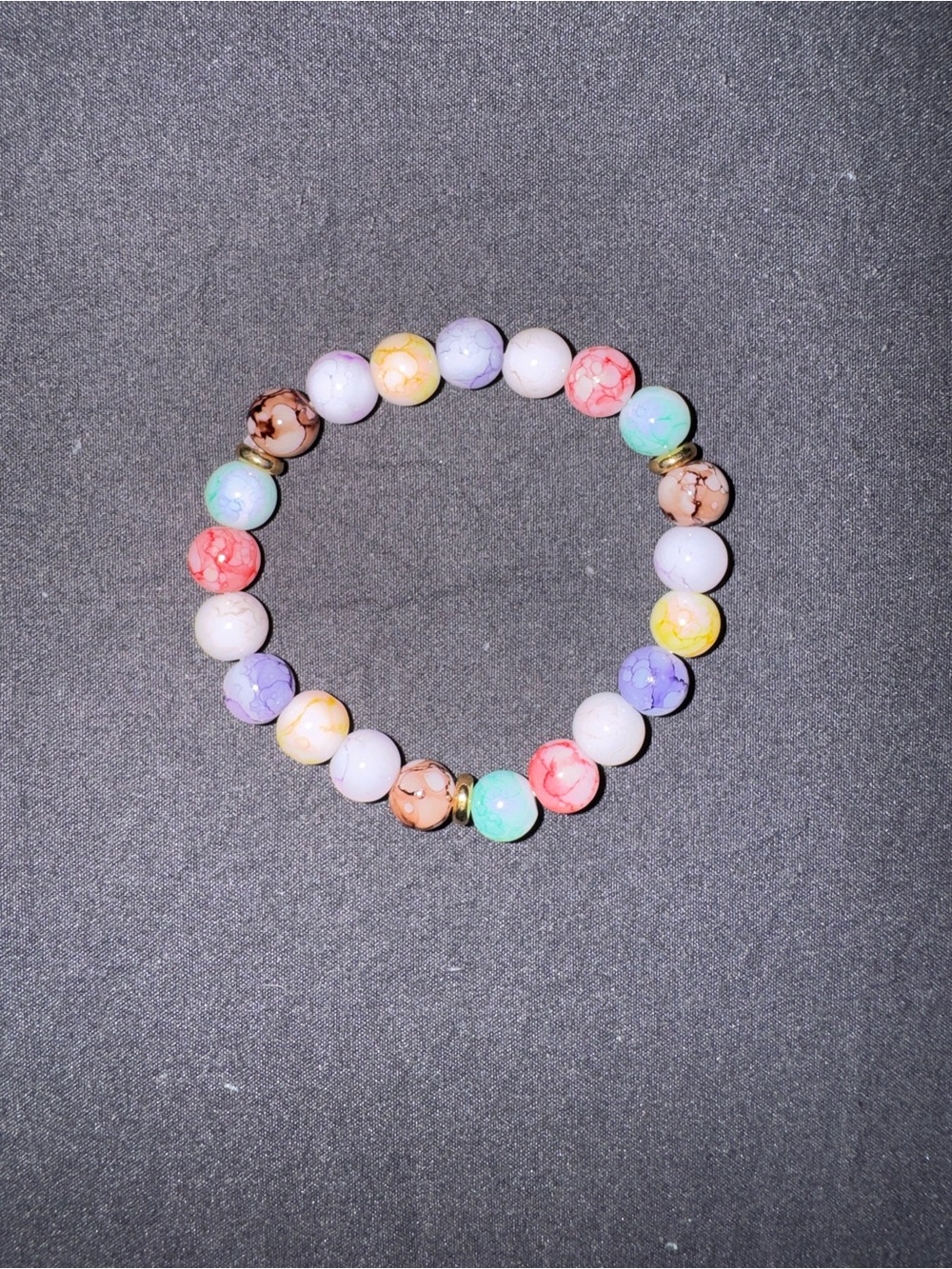 Multicolor Rainbow Marble Beaded Stretch Bracelet - Women Jewelry